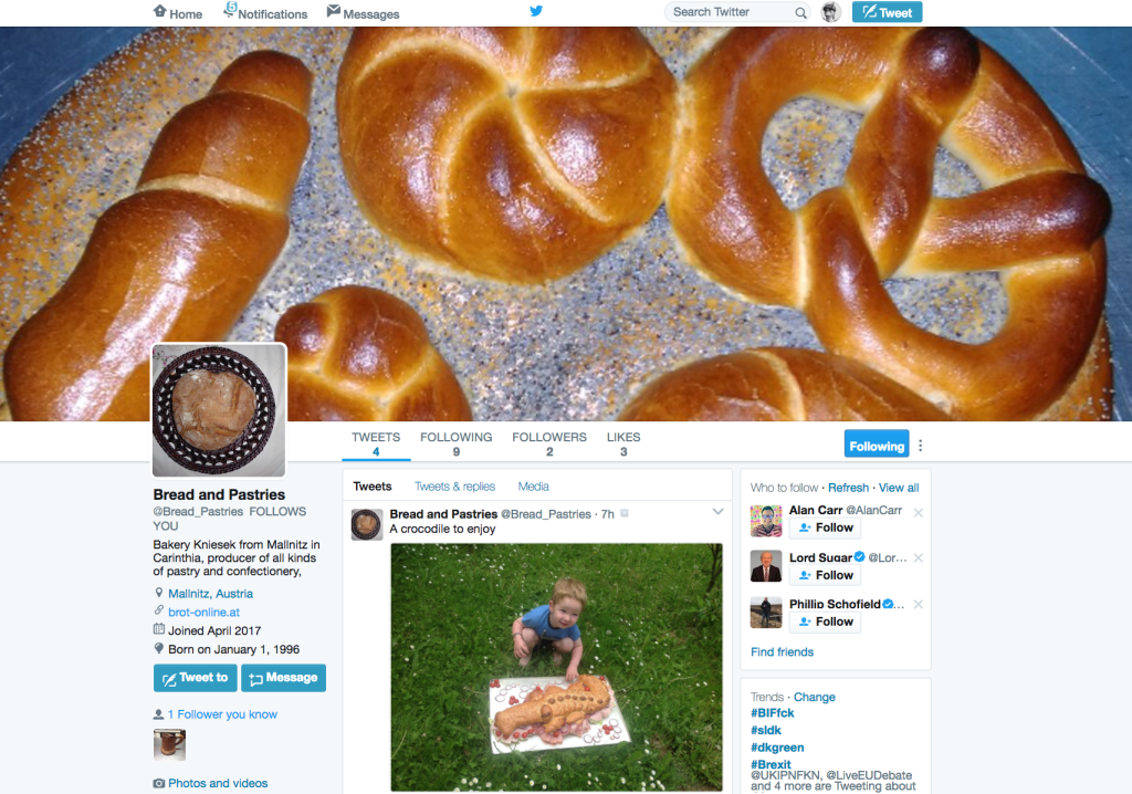 Bäckerei Kniesek zwitschert nun auch auf Twitter